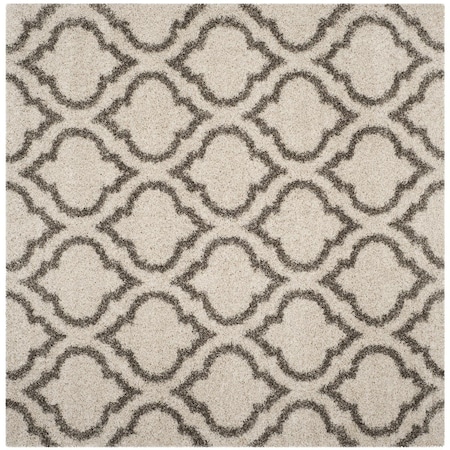 Safavieh 5 x 5 ft. Hudson Shag Power Loomed Square Area Rug; Ivory & Grey SGH284A-5SQ